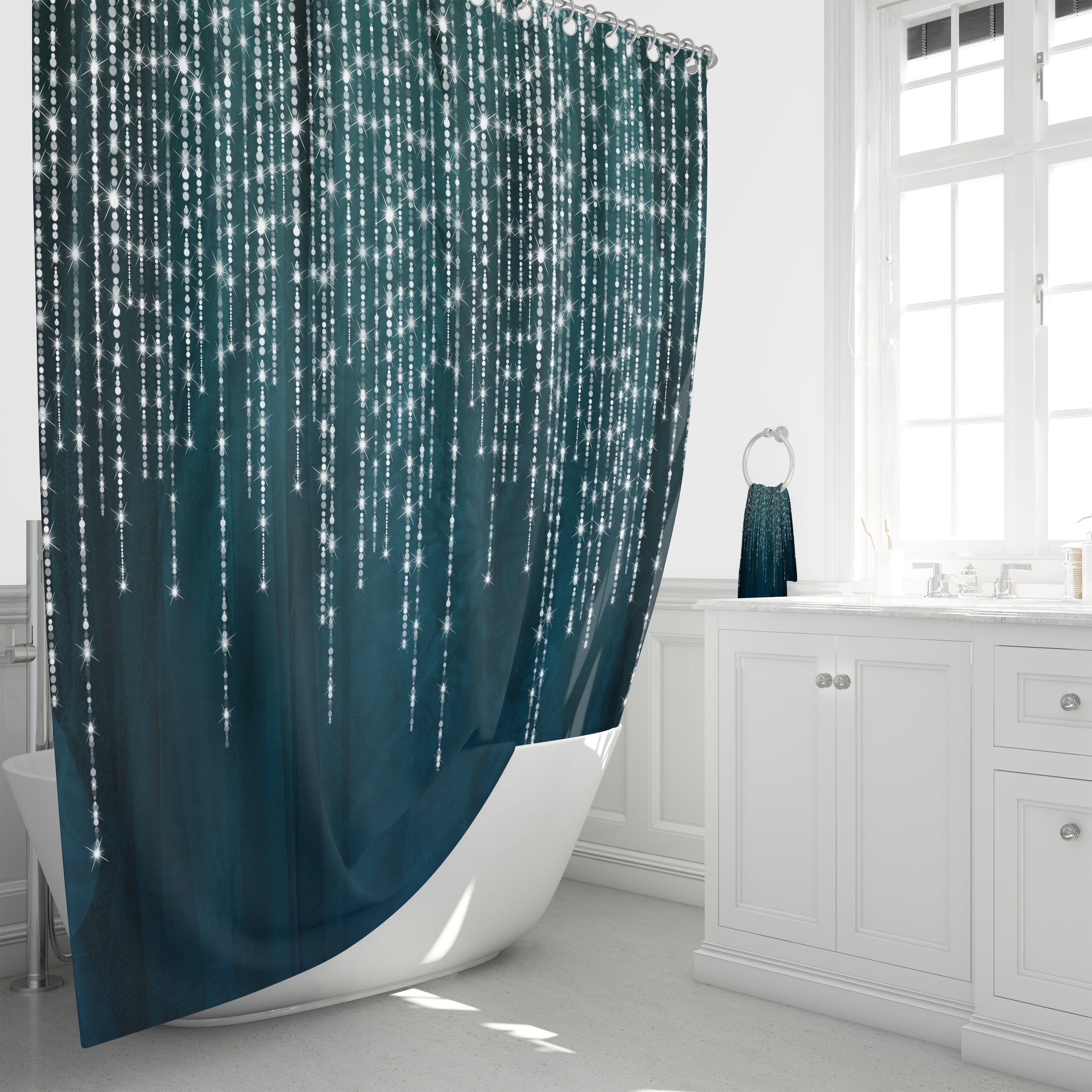 teal shower curtain