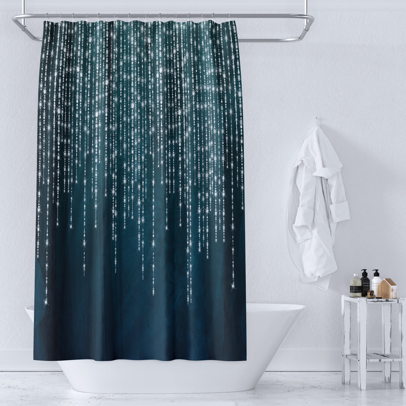 dark teal shower curtain