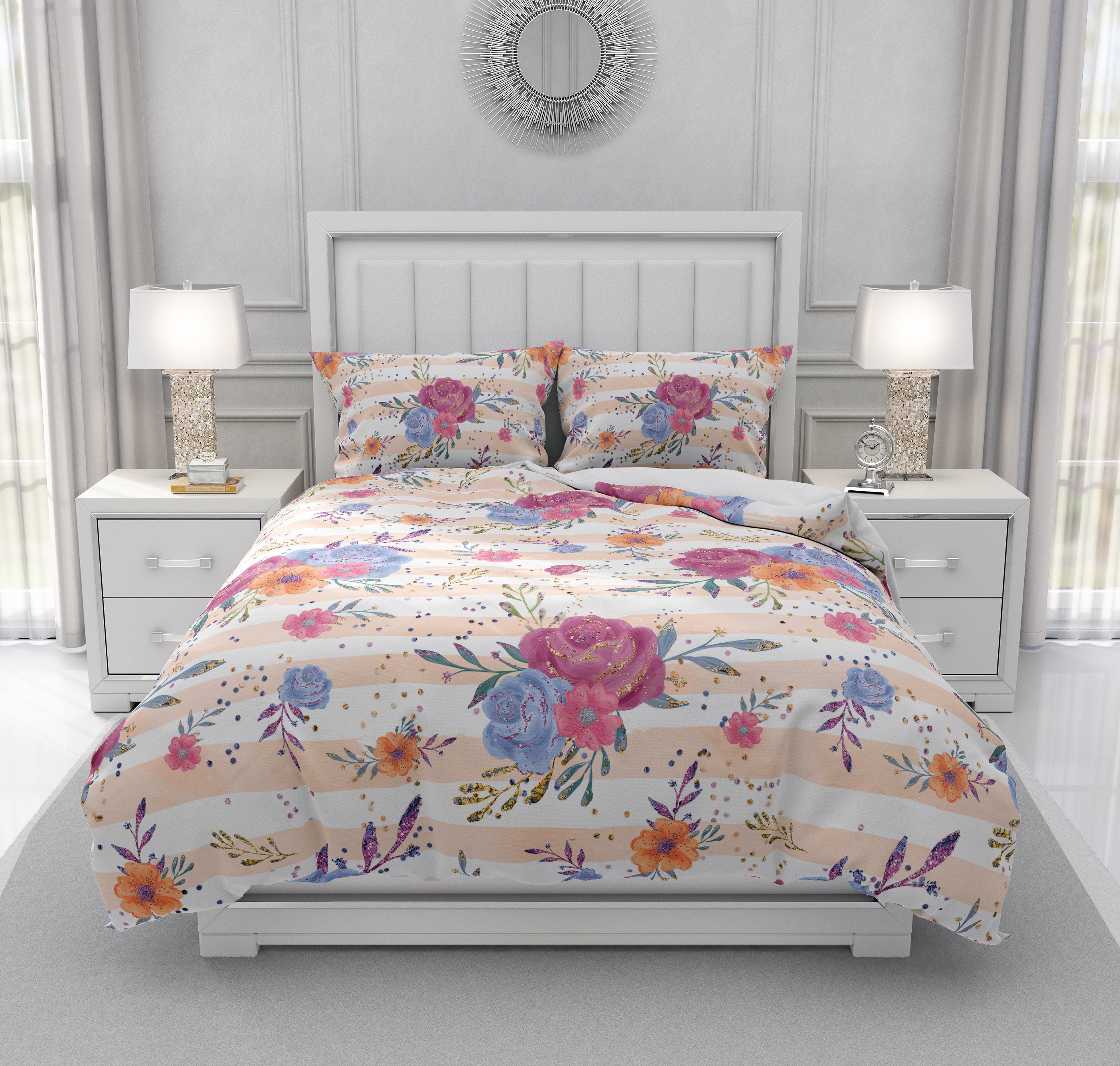 Sparkled Rose Boho Floral Bedding Folk N Funky