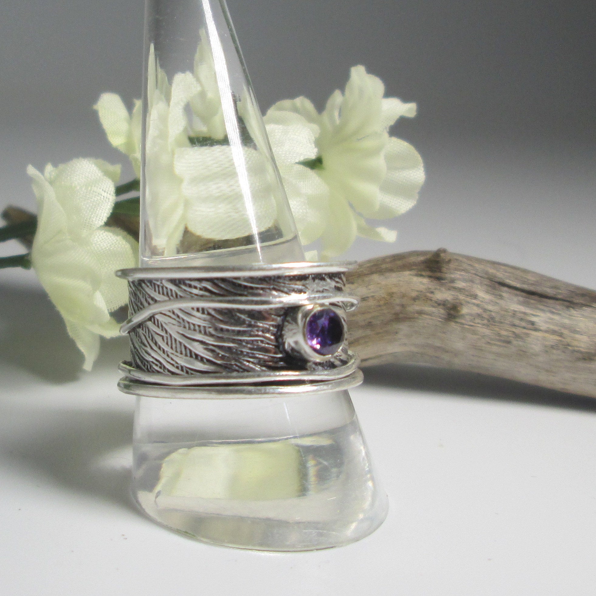 Spin Me Round Meditation Amethyst  Sterling Silver Ring