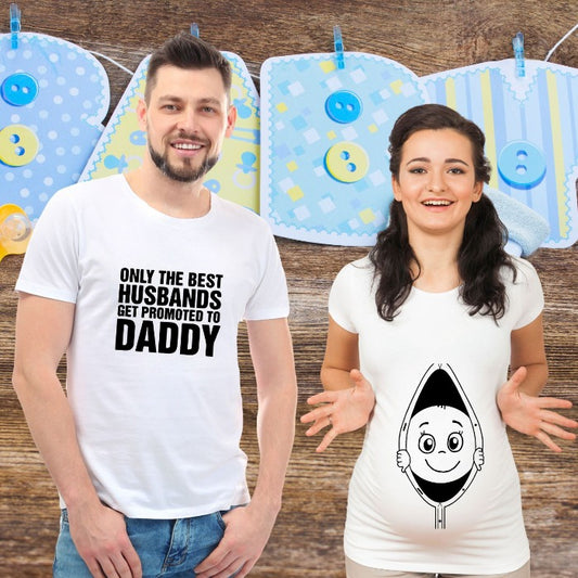 aerotees Couple Pregnancy Matching T-shirts Funny Shooting Blanks Dad Maternity Birth Announcement Tee Shirts