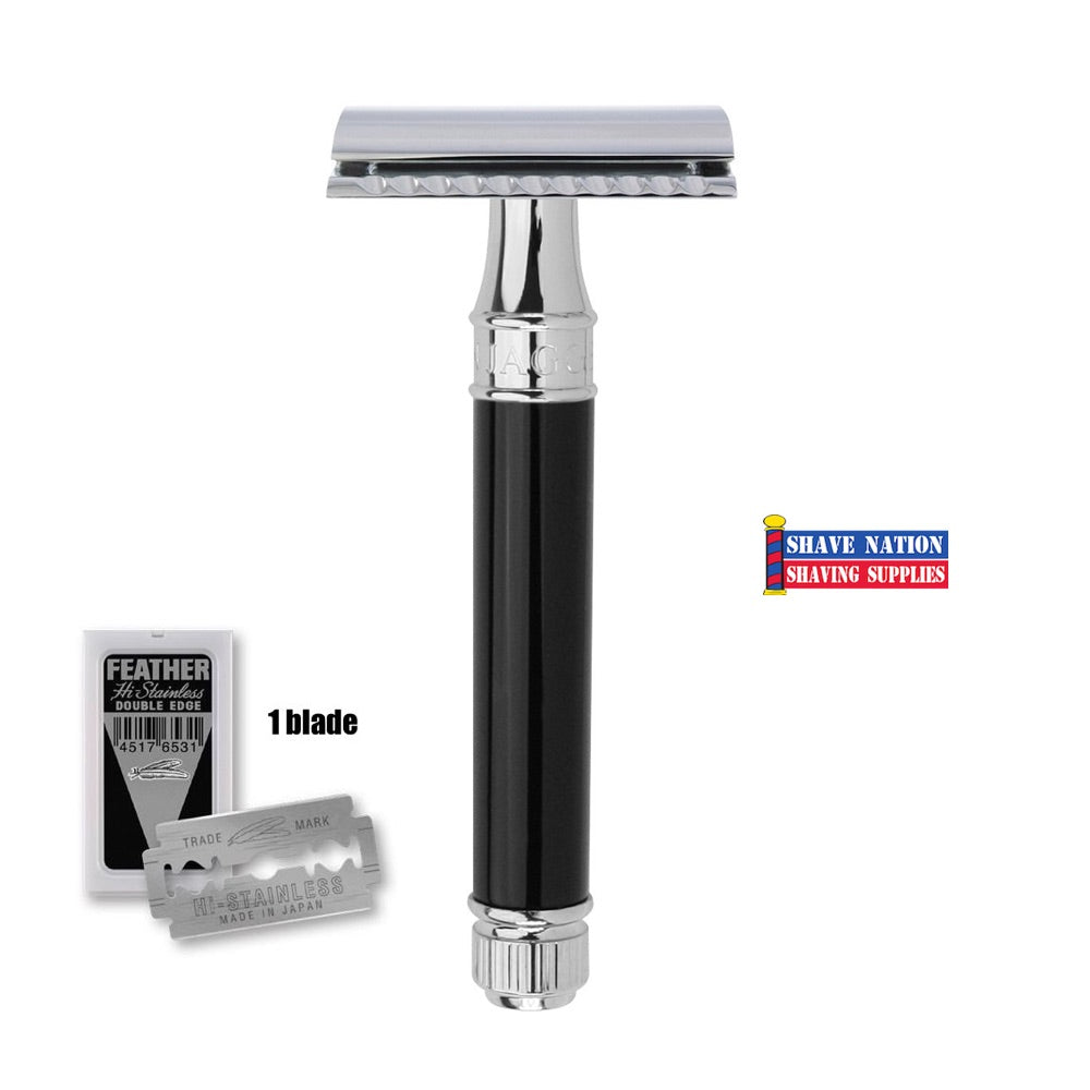 7 O'Clock Super Platinum Safety Razor w/ 5 Blades + Silver Blues Double Edge Blades, 5 Ct. (Pack of 6) with Free Loving Color Trial Size Conditioner