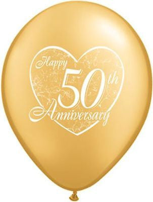 Qualatex Gold Happy 50th Anniversary Latex Balloons – Jeckaroonie Balloons