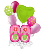 Pink & Lime Baby Girl Shoes Balloon Bouquet