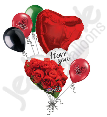 I Love You Red Roses Heart Balloon Bouquet Jeckaroonie Balloons