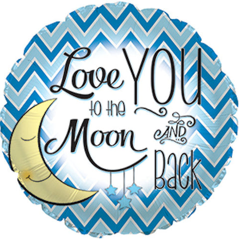 I Love You To The Moon And Back Blue Baby Boy Balloon Bouquet Jeckaroonie Balloons