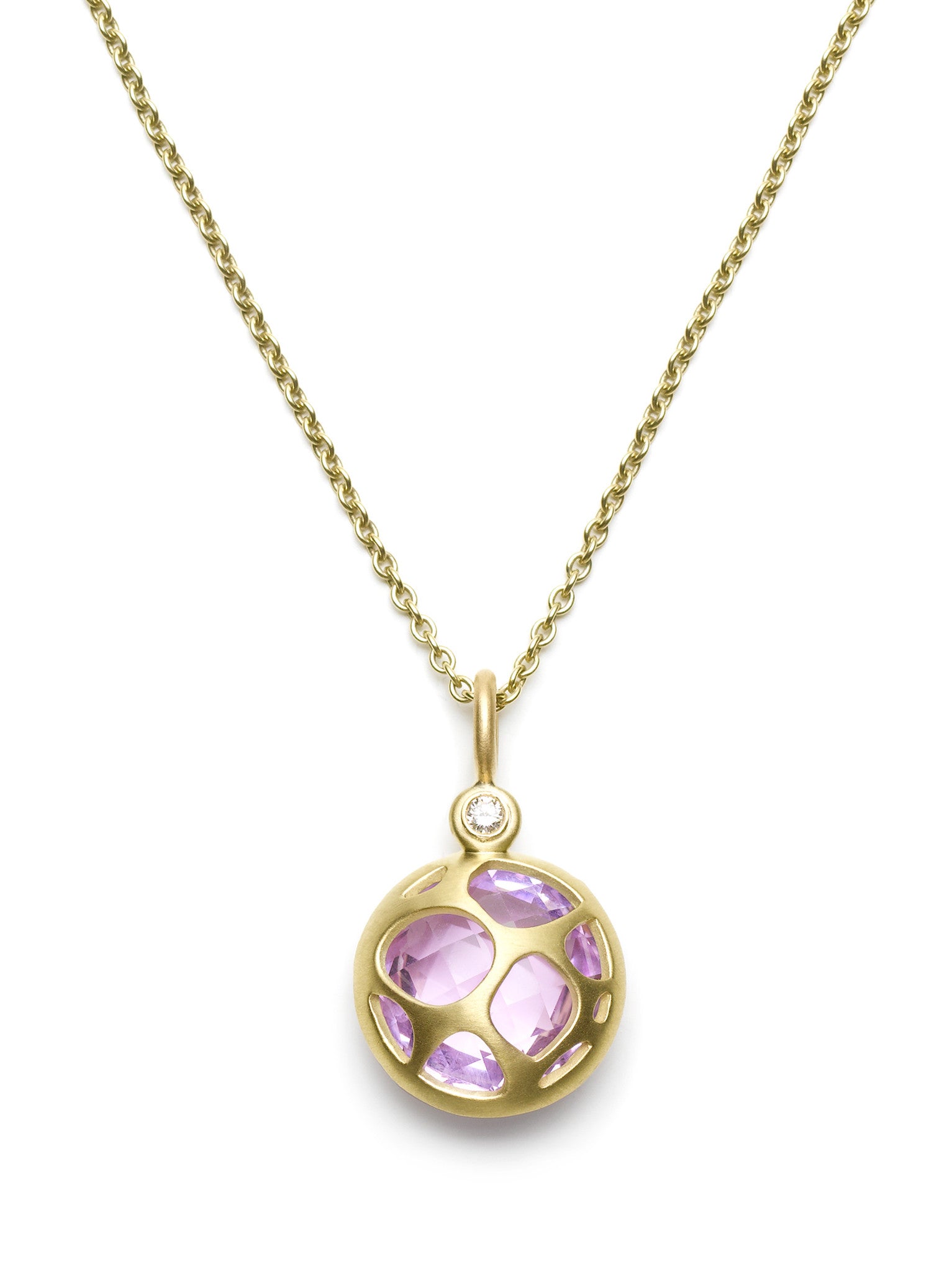 Faceted Amethyst & Diamond Pendant