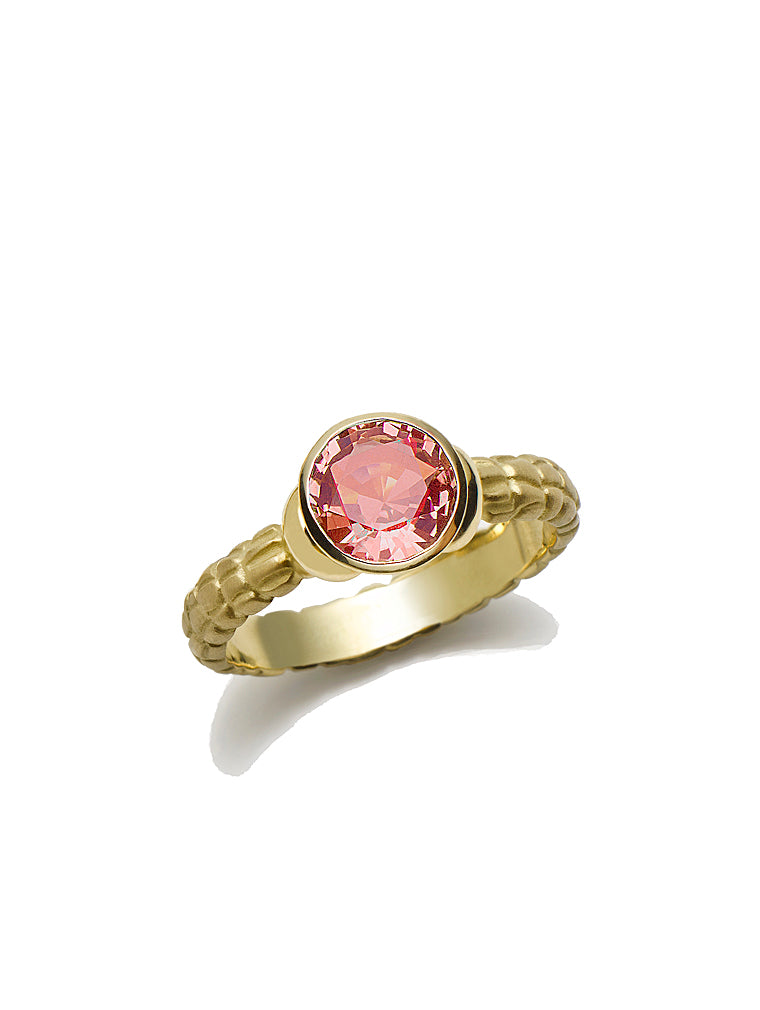 Peach Zircon & Alligator Texture Ring