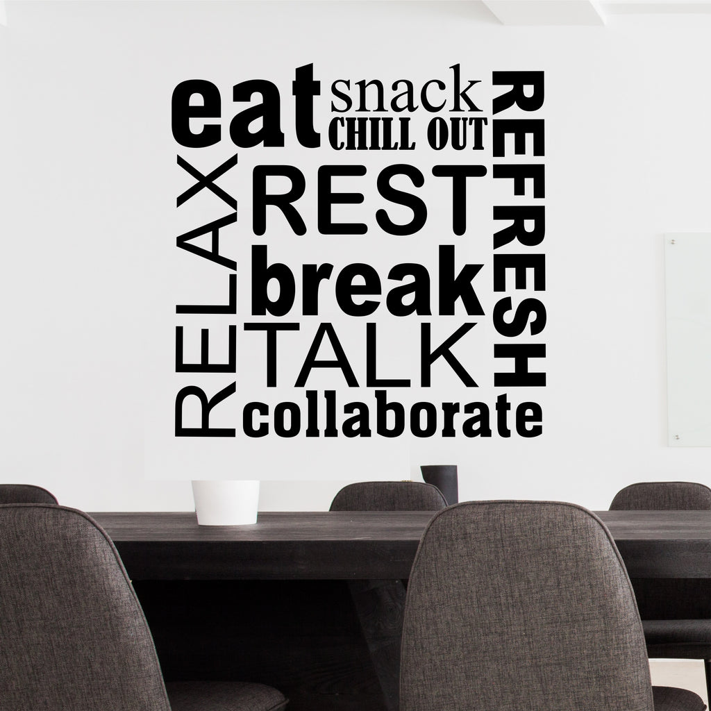 Break Room Word Collage | Wall Lettering | Vinyl Office Decals