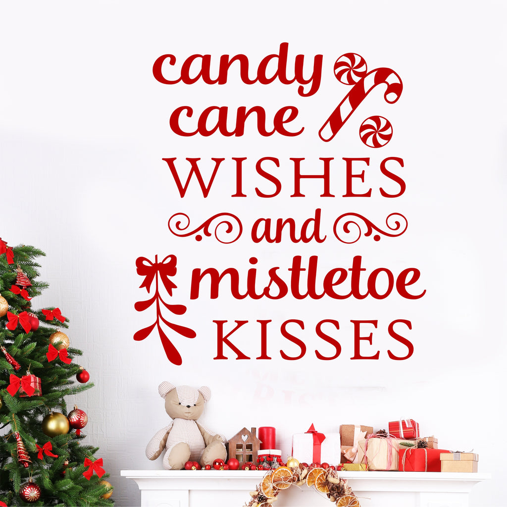 Candy Cane Mistletoe Quote | Christmas Decal | Vinyl Wall Lettering