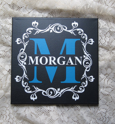 Fancy Monogram Painting | Hand Painted Canvas | Wedding Gift