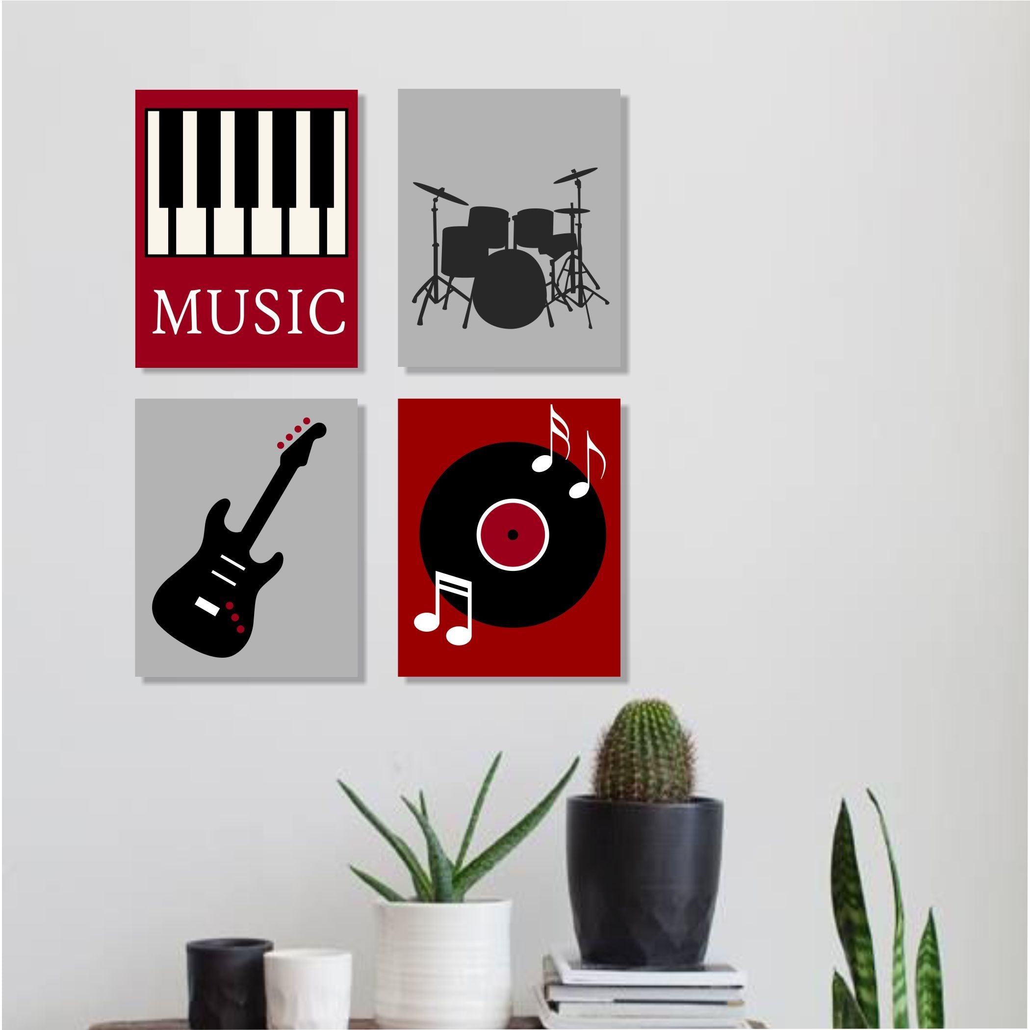 Painted Canvas Music Theme Set Hand Painting Wall Art