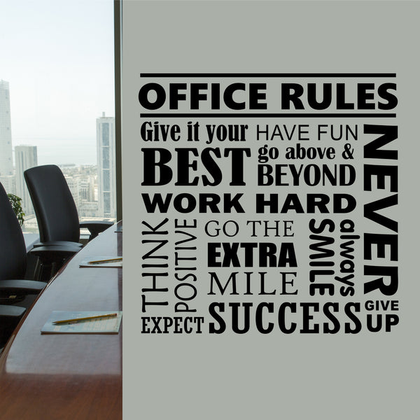 Office Rules Collage Quote  Wall Lettering  Vinyl Office 