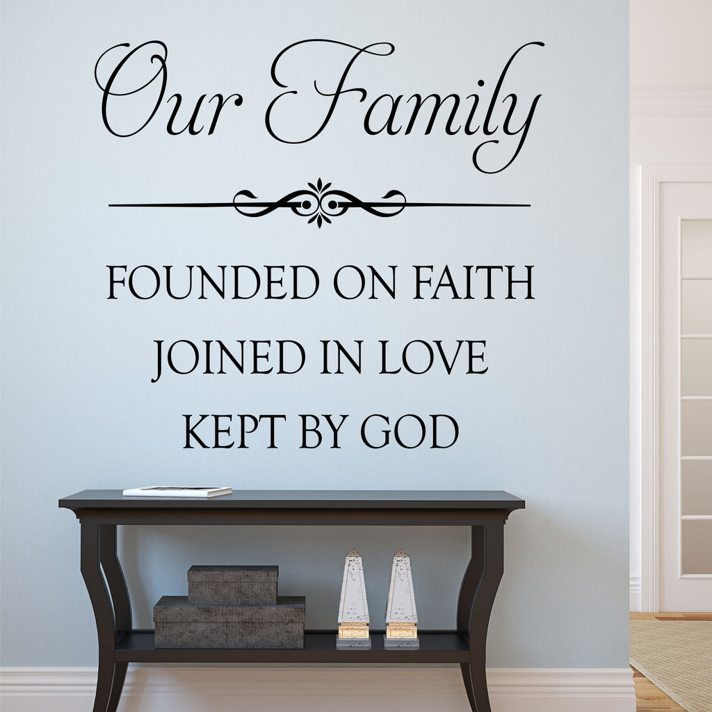 Our Family  Religious Decal Vinyl Wall  Lettering Wall  