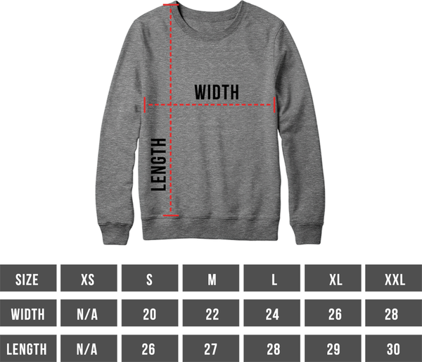 Unisex Size Chart Sweatshirt