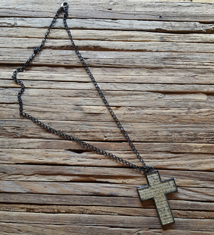 cross necklace with scripture inside