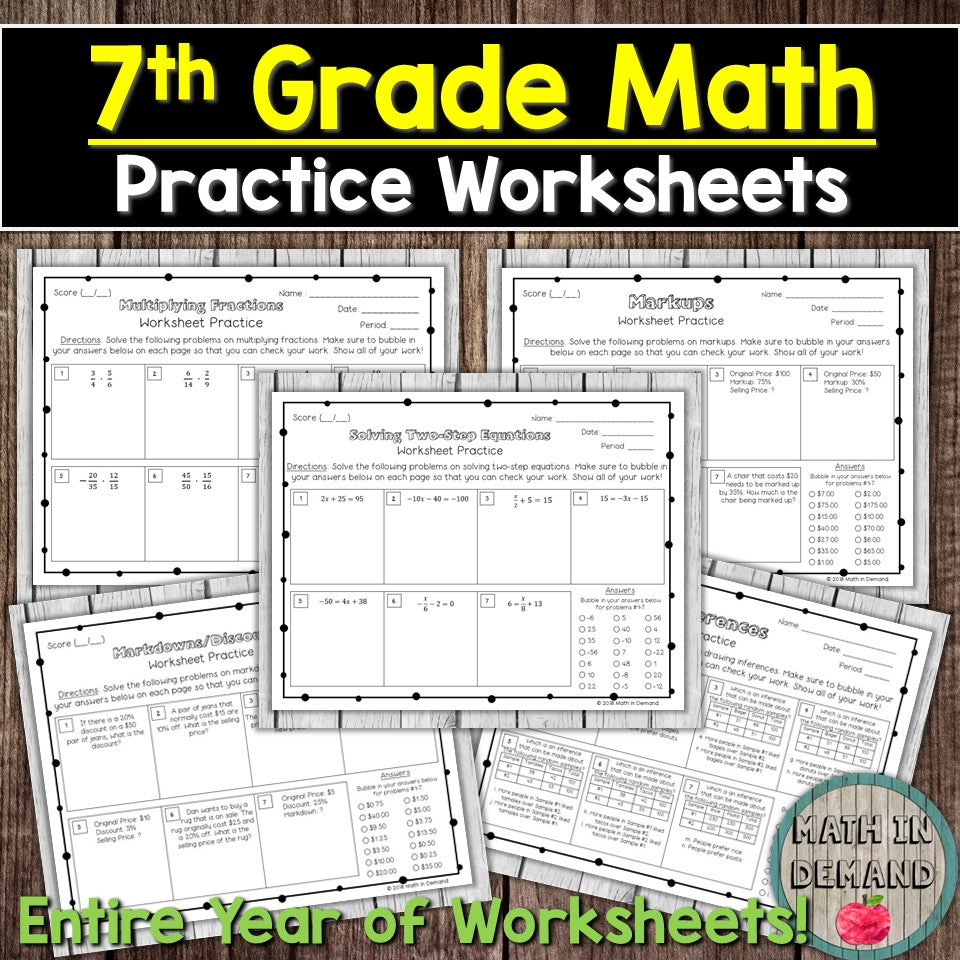 7th Grade Math Worksheets - Math in Demand