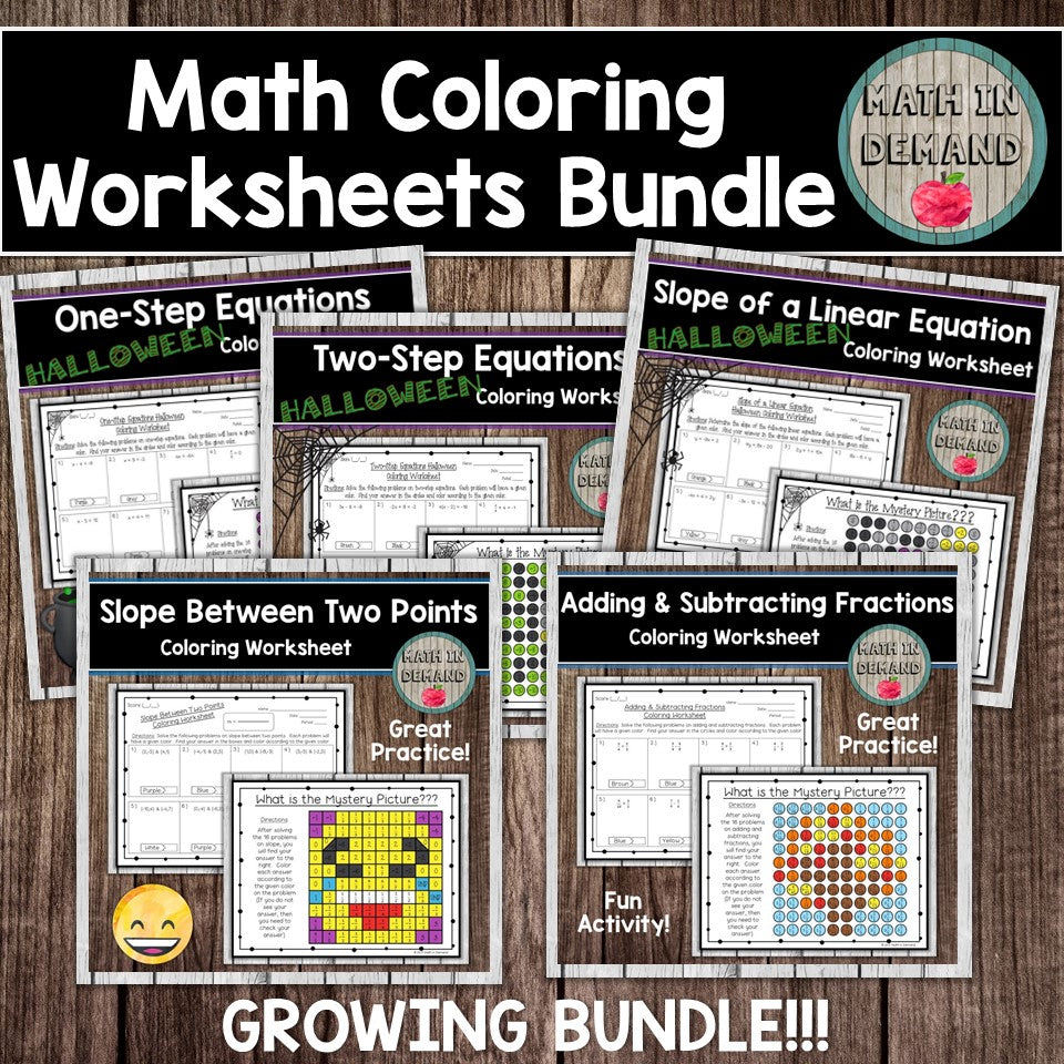 math coloring worksheets bundle math in demand