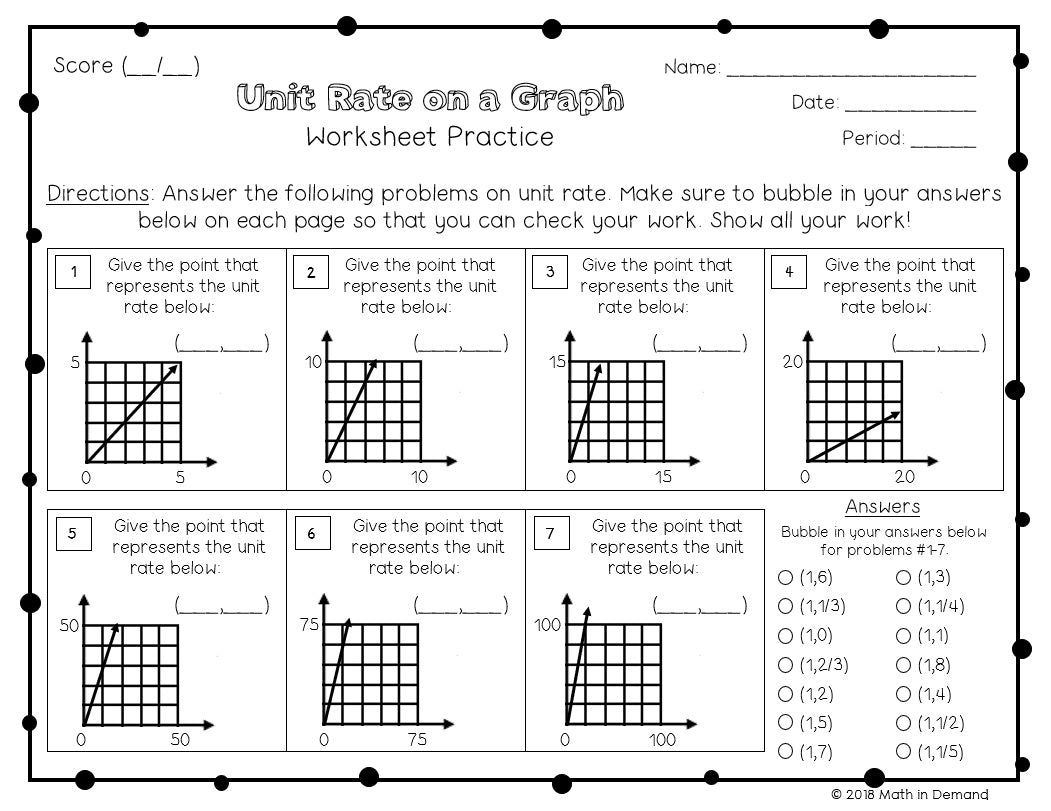 7th Grade Math Unit Rate Worksheets