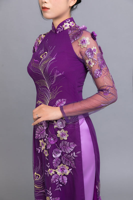 Only Sample US Size 4 - 30% Off - Vietnamese Ao Dai with pants. Custom -  Mark&Vy Ao Dai