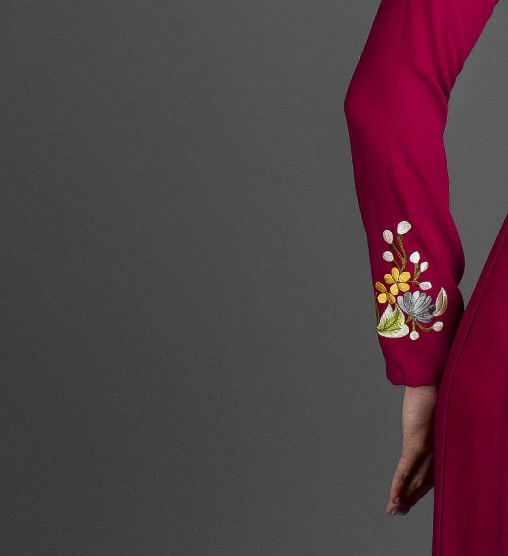 Custom Ao Dai Vietnamese Traditional Dress In Burgundy Silk With Stun Markandvy Ao Dai 4790