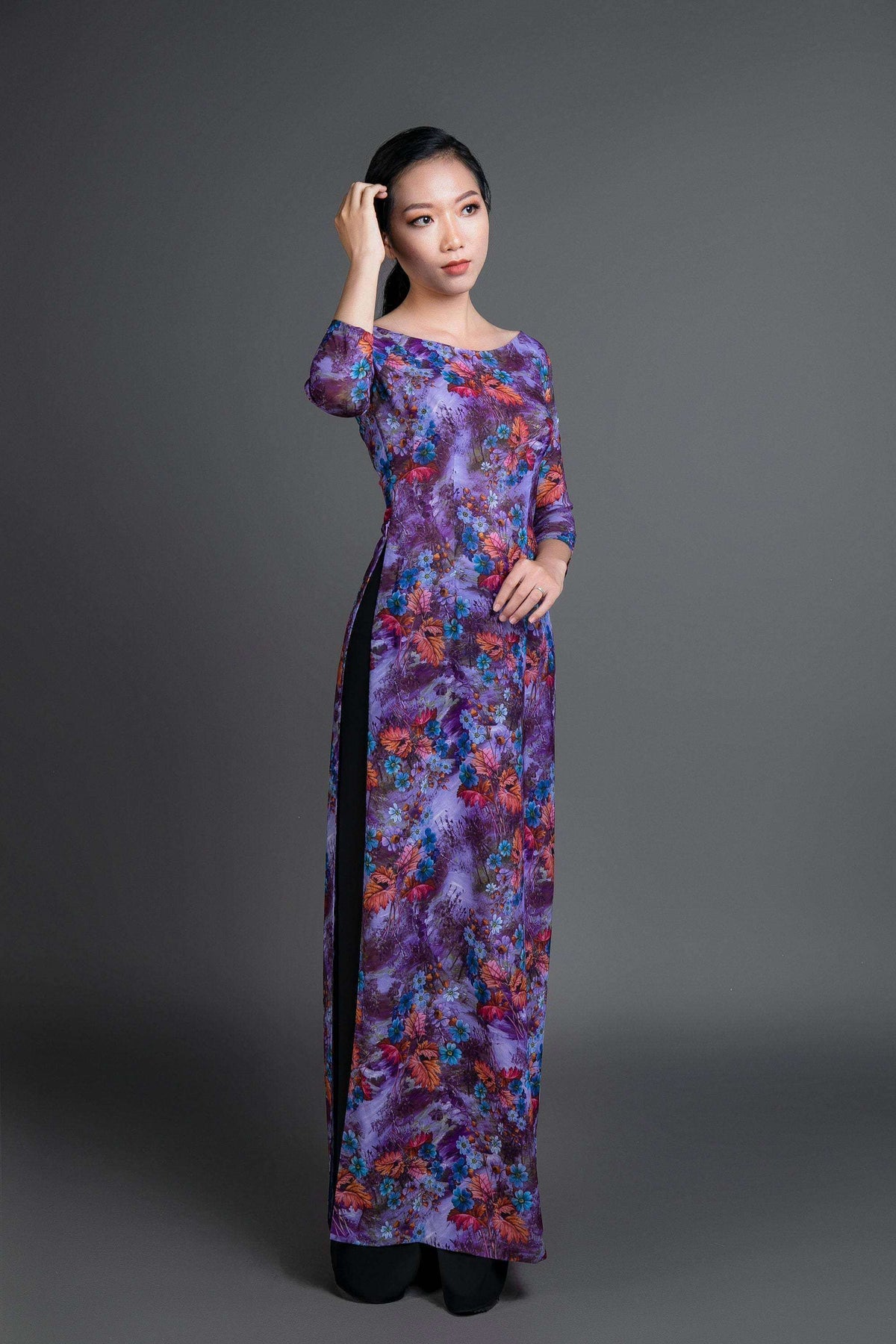 Purple Silk Ao Dai Vietnamese Traditional Dress Custom Fit Markandvy Ao Dai