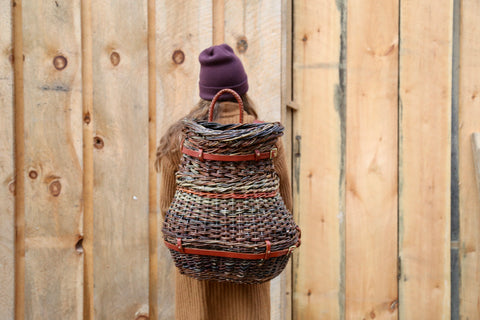 Hand woven willow pack basket