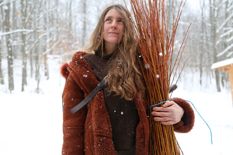 Harvesting willow for baskets