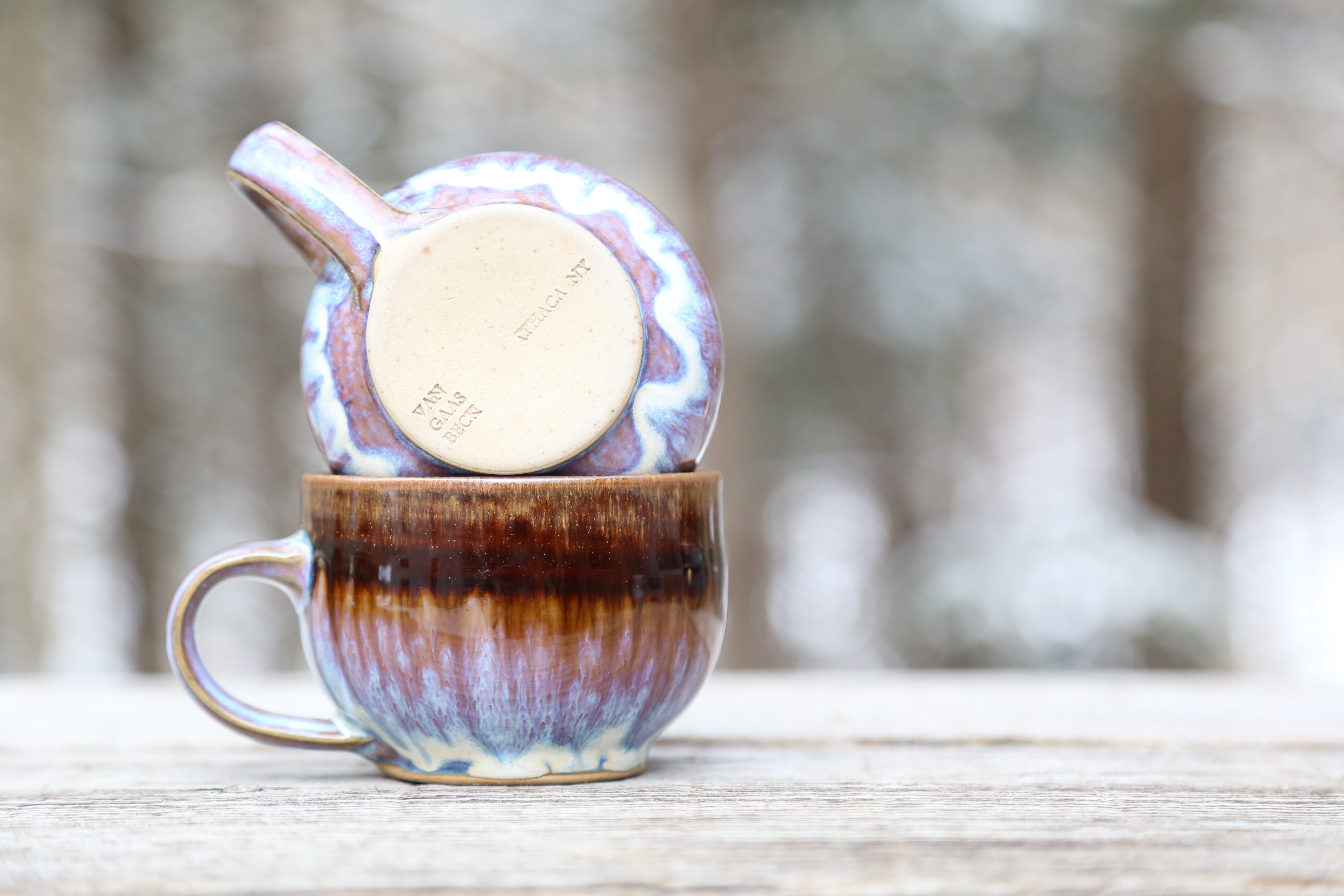 Pair of 10 oz. mugs in lavender glaze