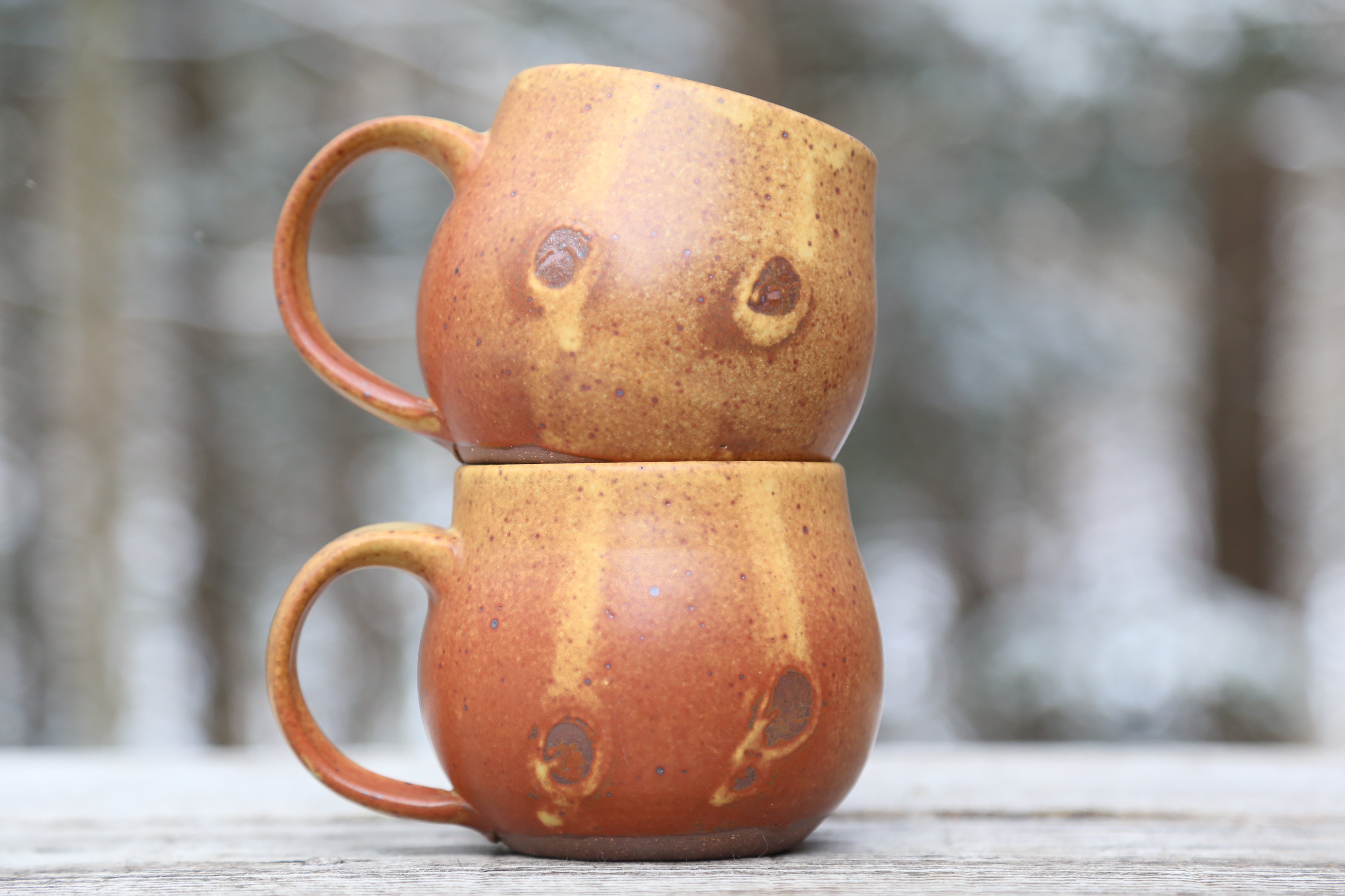 Pair of 16 oz. mugs in rust glaze