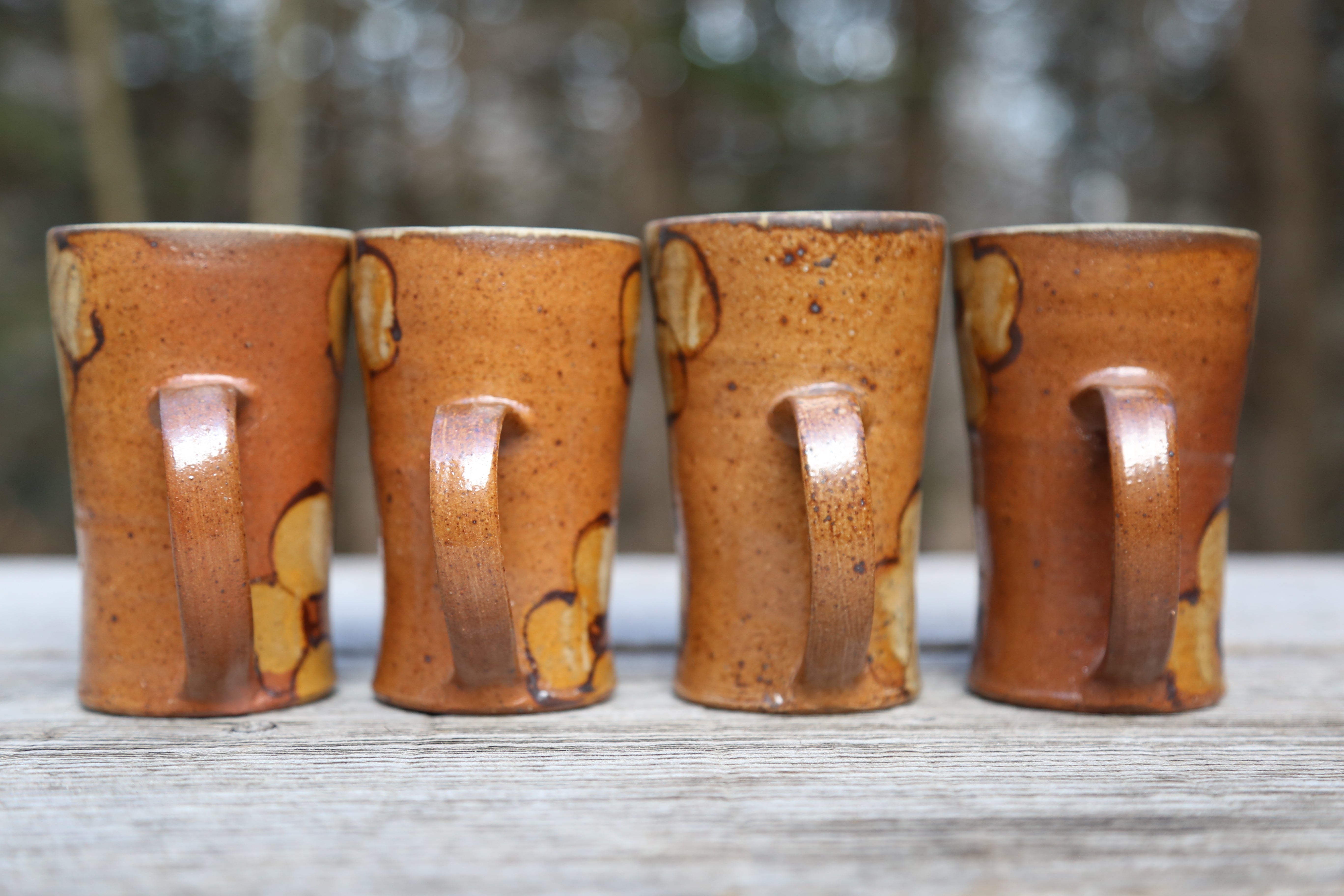 Pair of 7 oz. Wood Fired Mugs in Dogwood Flower Glaze