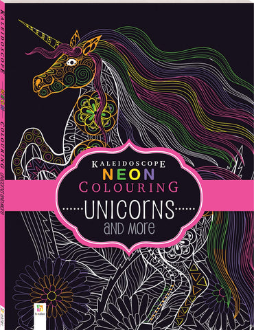 kaleidoscope neon colouring book unicorns and more