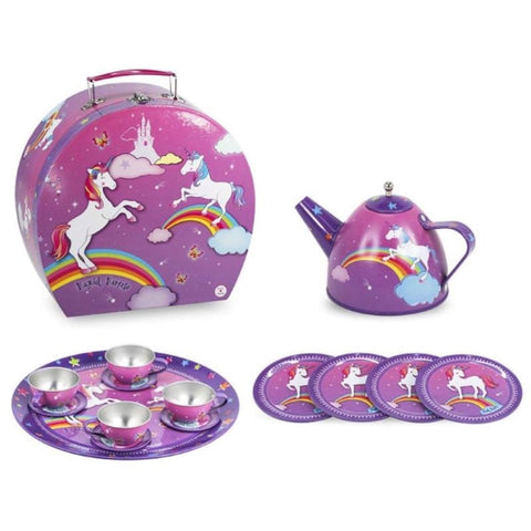 unicorn tin tea set