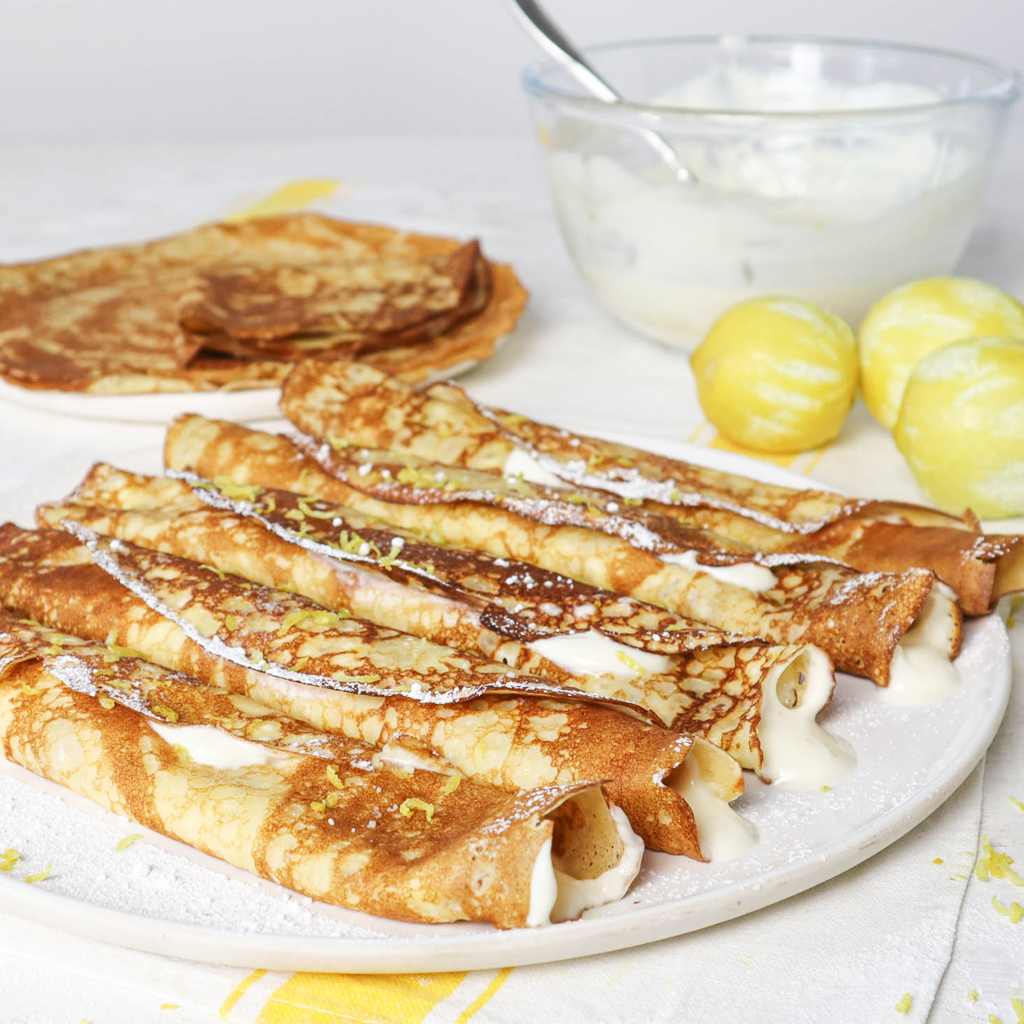 Blender crepes with lemon yogurt