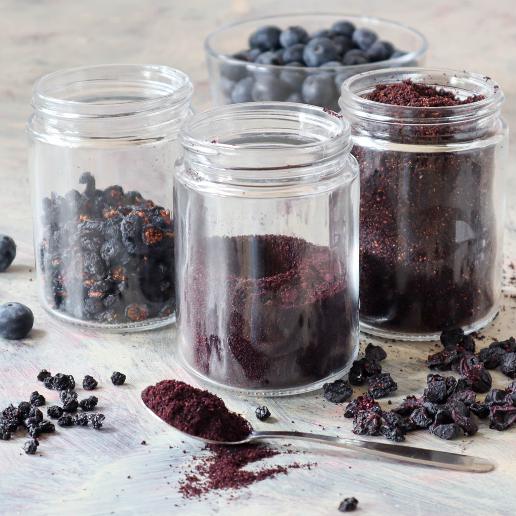 dehydrated blueberries and blueberry powder