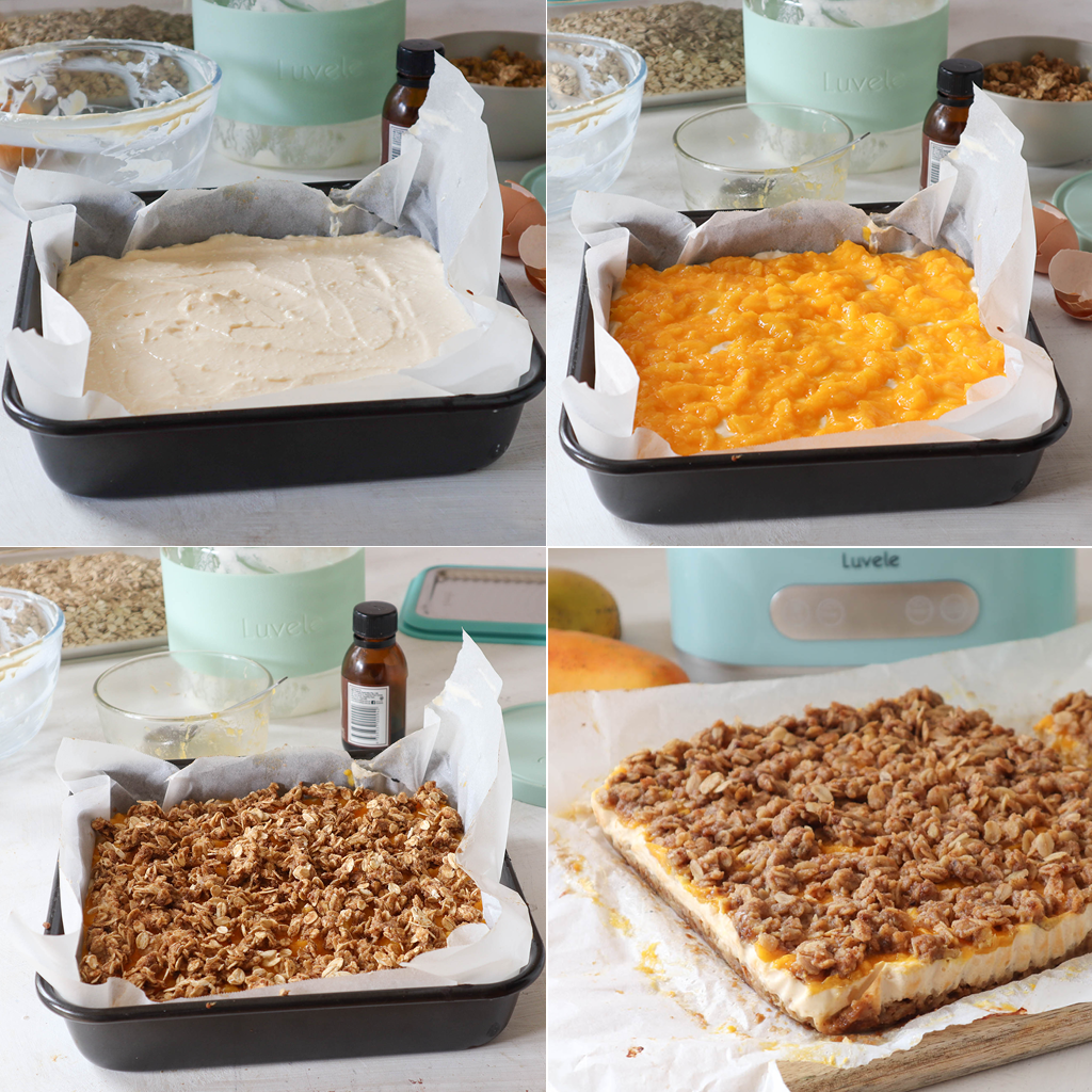 Baked mango breakfast cheesecake bars - Luvele CA