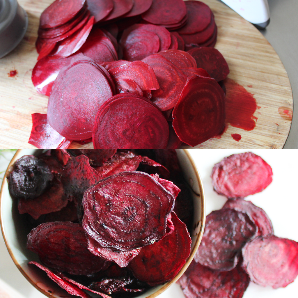raw dehydrated beetroot chips