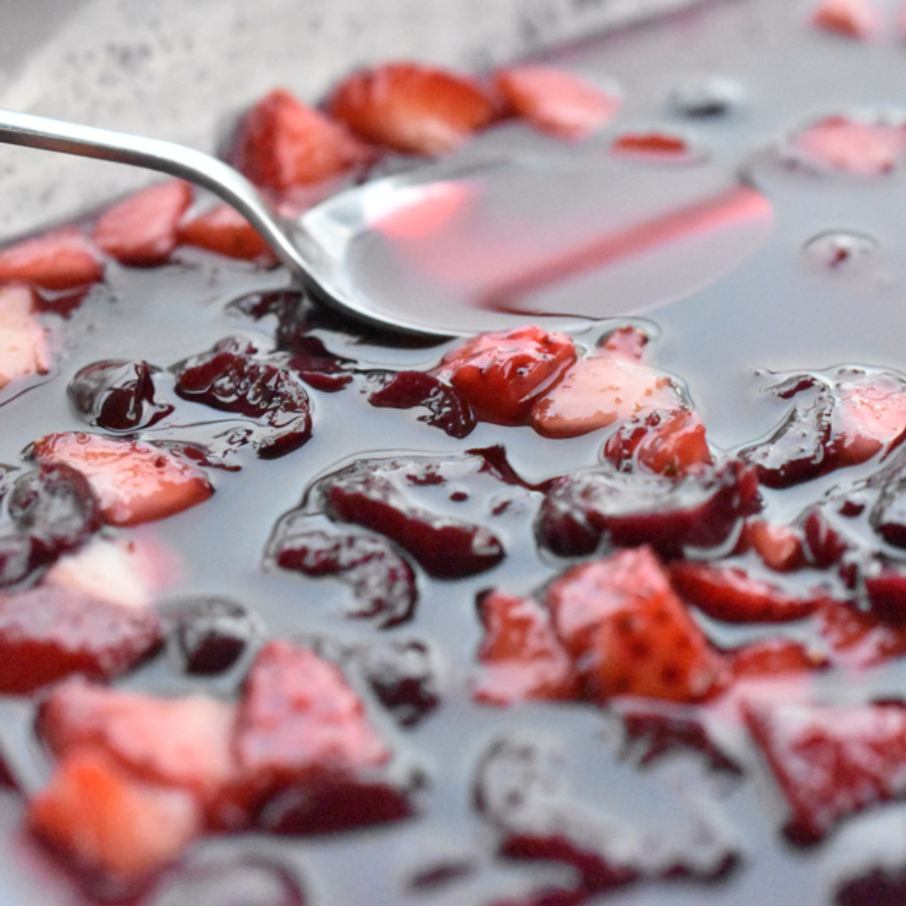 macerated strawberry and cherry filling