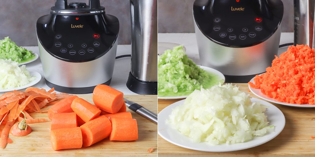 chopping vegetables in the Vibe Blender System