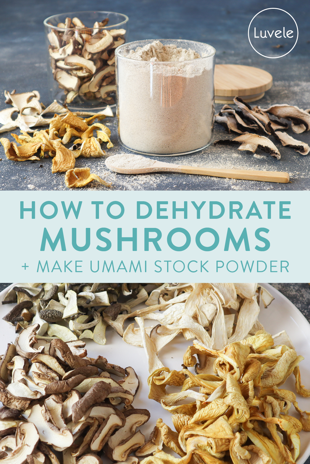 dehydrated mushrooms plus homemade mushroom stock powder