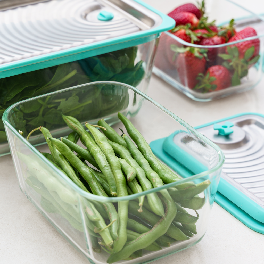 LUVELE GLASS VACUUM FOOD CONTAINER FOUR PIECE SET MEAL PREP CONTAINERS -  Luvele US