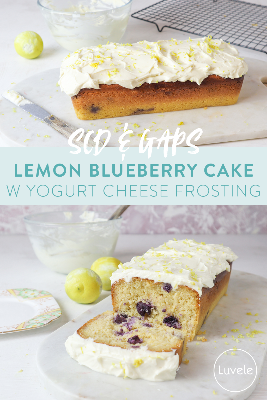 lemon blueberry cake with yogurt cream cheese frosting