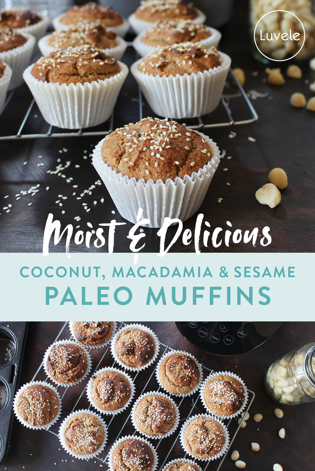 Paleo coconut, macadamia & sesame muffins