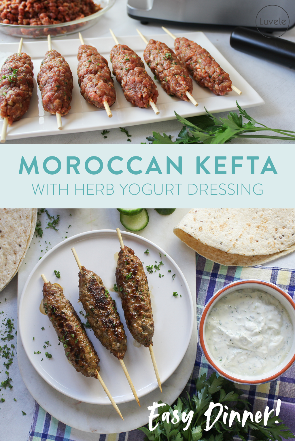 Moroccan ground beef Kefta Kofta with herb yogurt