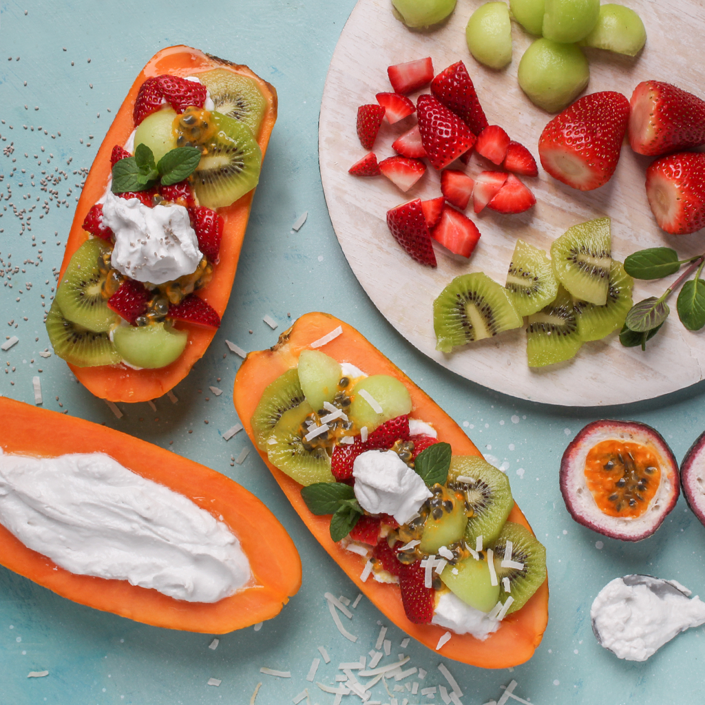 yogurt papaya boats