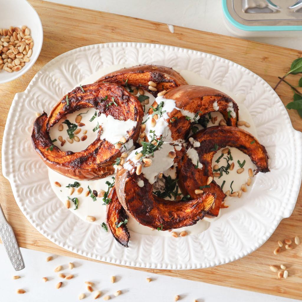 Roast pumpkin with tahini yogurt