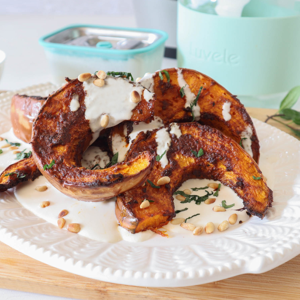 Roast pumpkin with tahini yogurt