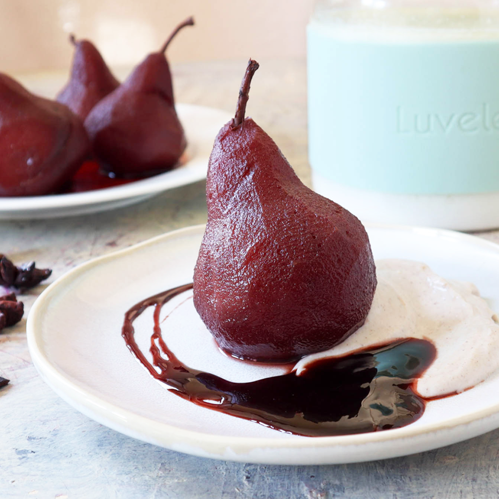 Spiced red wine pears