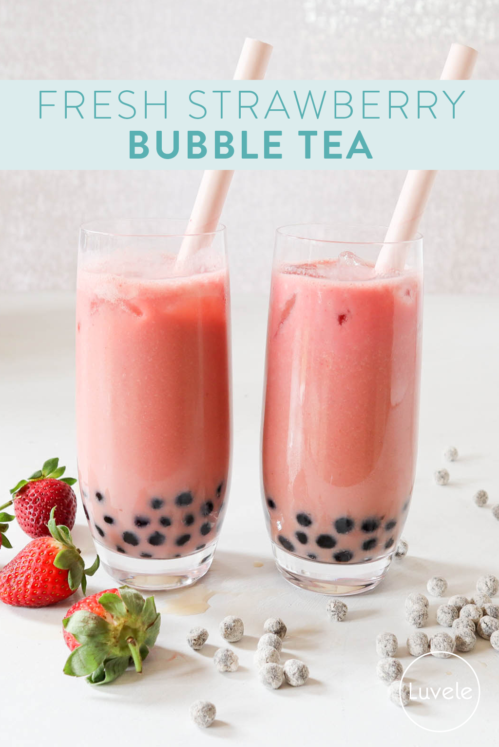 Strawberry Bubble Tea with Coconut Milk