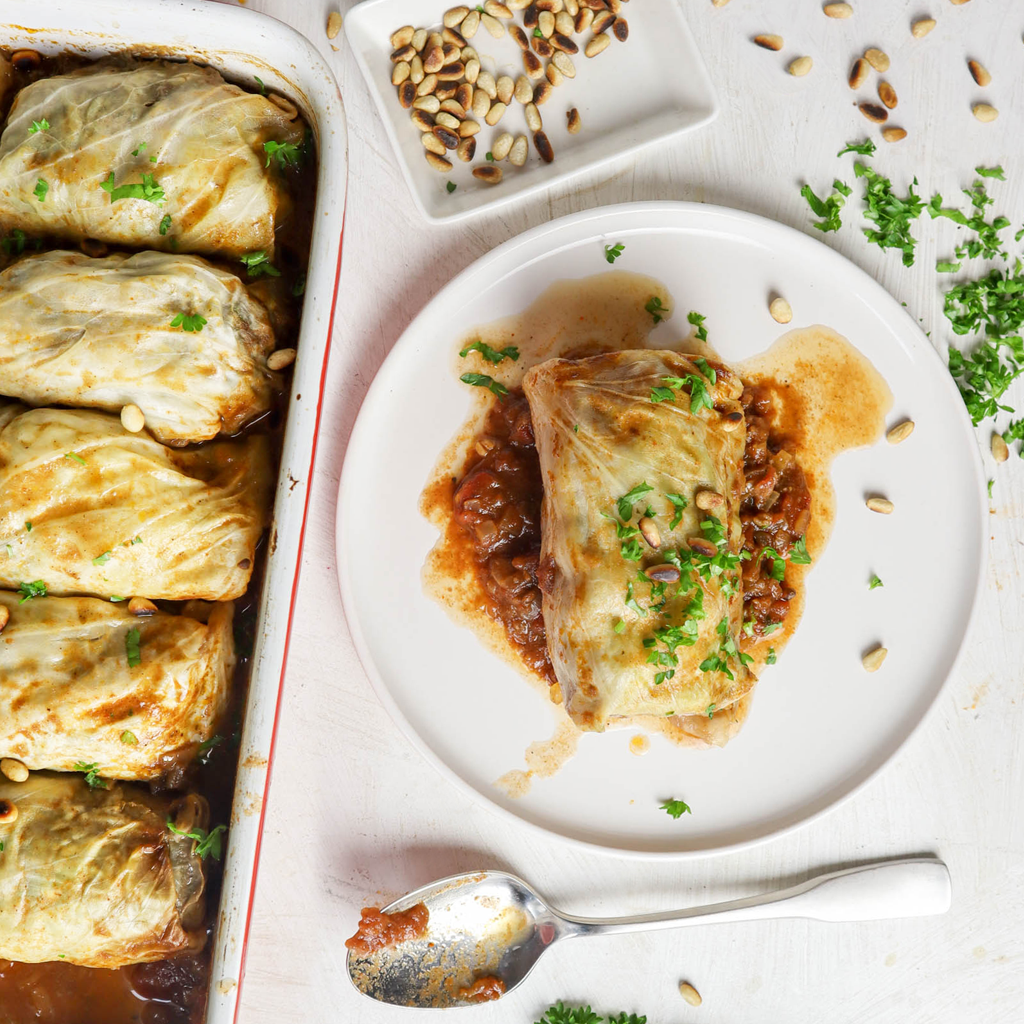 Turkish spiced stuffed cabbage rolls